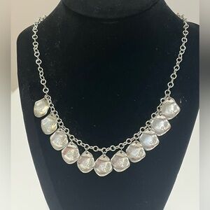 Silver tone petal necklace 17”
